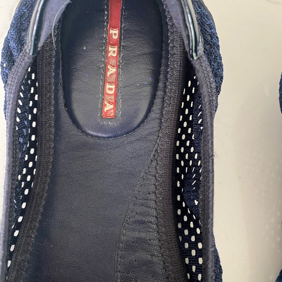 Prada Navy Mesh Pleather Ballet Flats 39/ 9 - Picture 4 of 7